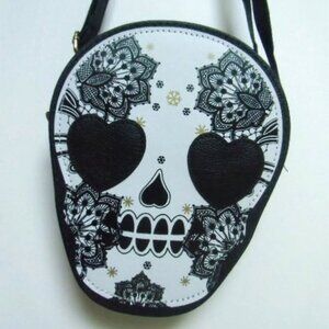 New Sugar Skull Day of the Dead Halloween Purse Crossbody Shoulder Bag Skeleton
